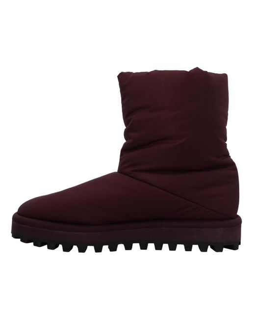 Dolce & Gabbana Brown Elegant Bordeaux Mid Calf Boots for men