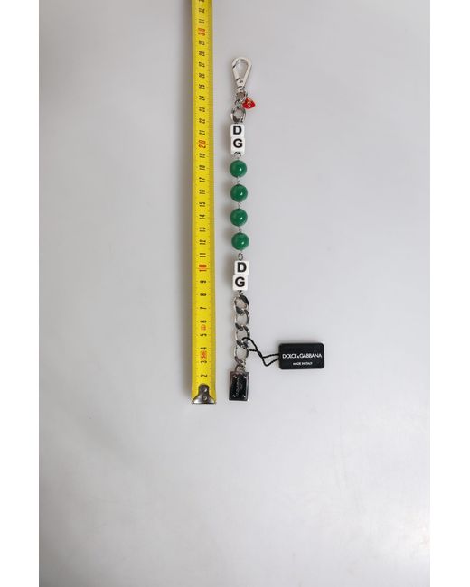 Dolce & Gabbana Green Tone Brass Bead Dice Logo Embellish Charm Bracelet for men