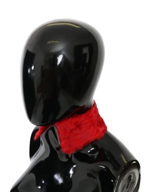 Dolce & Gabbana Red Fur Neck Collar Wrap Lambskin Scarf