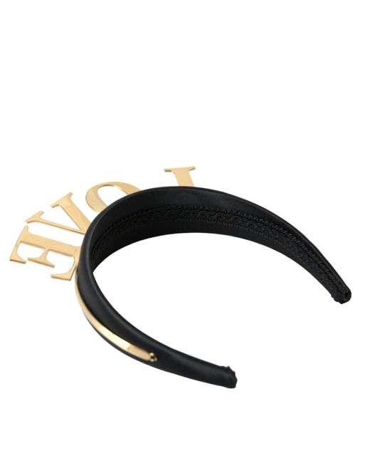 Dolce & Gabbana White Black Gold Brass Love Crown Tiara Hairband Diadem