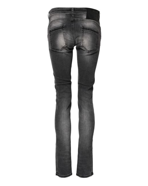 Acht Dark Gray Cotton Slim Fit Denim Low Waist Denim Jeans for men