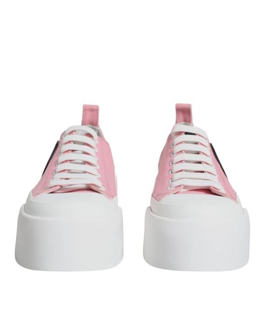 Dolce & Gabbana Pink Canvas Logo Low Top Sneakers Shoes