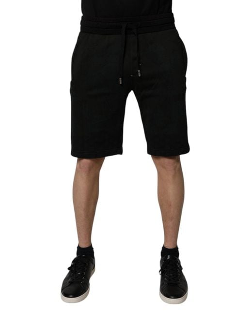 Dolce & Gabbana Black Cotton Sweatmen's Bermuda Shorts for men