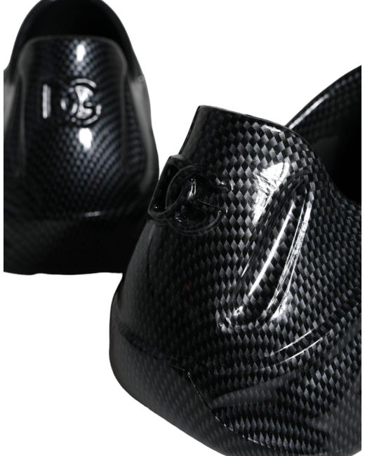 Dolce & Gabbana Black Foiled Rubber Toy Low Top Sneakers Shoes for men