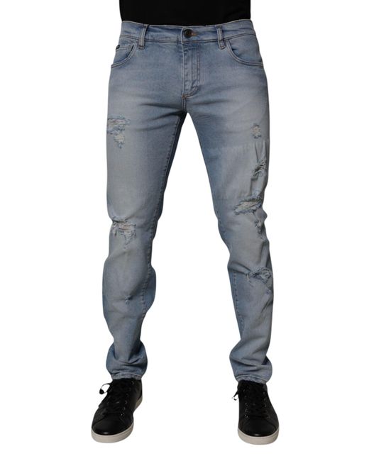 Dolce & Gabbana Blue Slim Fit Distressed Jeans for men