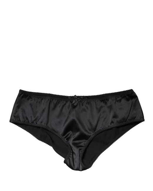 Dolce & Gabbana Black Silk Stretch Mid Waist Brief Panty Underwear