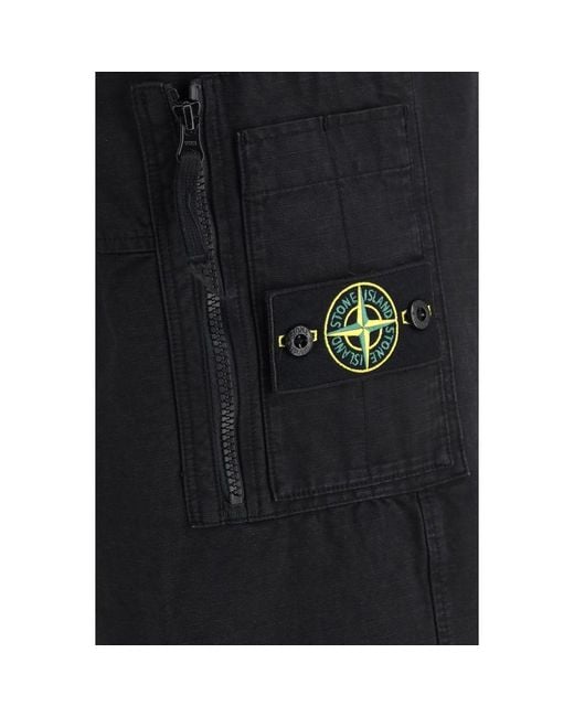 Stone Island Black Cotton Cargo Pants for men