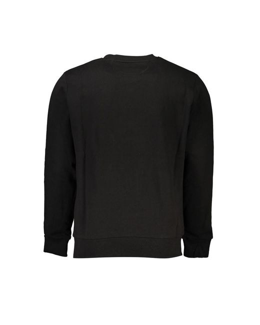 La Martina Black Elegant Crew Neck Fleece Sweatshirt for men