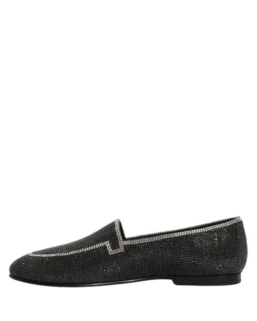 Dolce & Gabbana Black Crystal Embellished Men Loafers Shoes for men