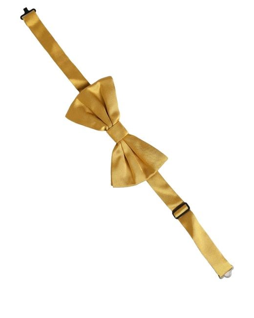 Dolce & Gabbana Men Yellow 100% Silk Adjustable Neck Papillon Bow Tie for men
