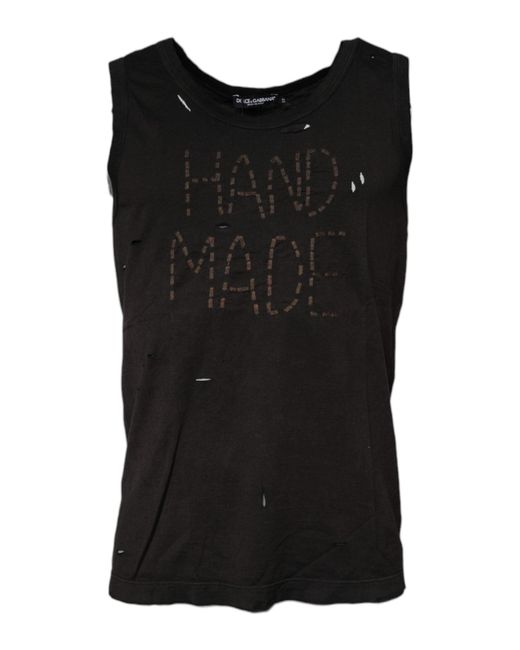 Dolce & Gabbana Black Handmade Distressed Tank Top for men