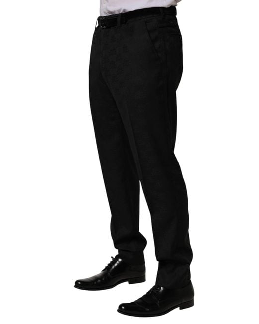 Dolce & Gabbana Black Wool Skinny Dress Formal Trouser Pants for men