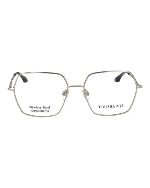 Trussardi Metallic Silver Stainless Steel Glasses (frames)
