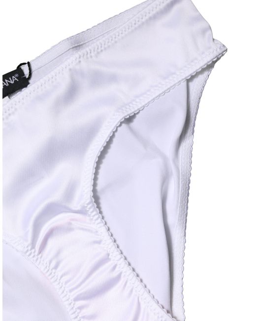 Dolce & Gabbana Blue White Silk Stretch Mid Waist Brief Panty Underwear