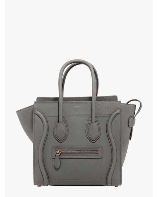 Céline Gray Leather Zip Closure Handbags