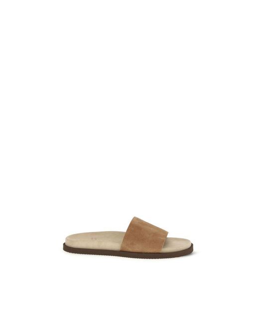 Brunello Cucinelli Natural Beige Lamb Ovis Aries Aries Flat Sandals for men
