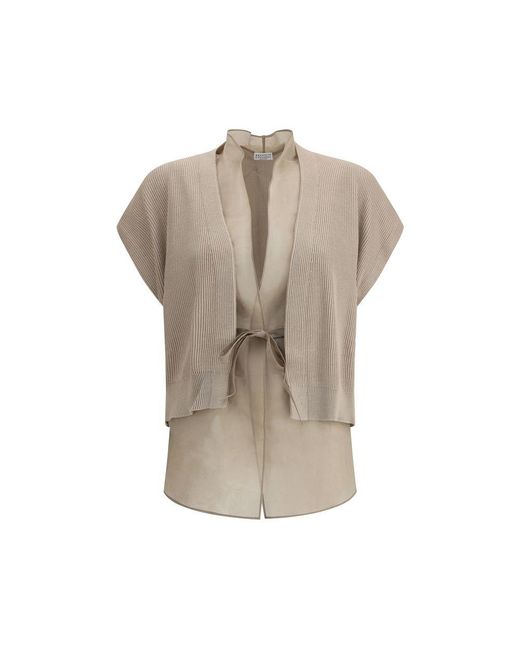 Brunello Cucinelli Natural Multilayer Cardigan
