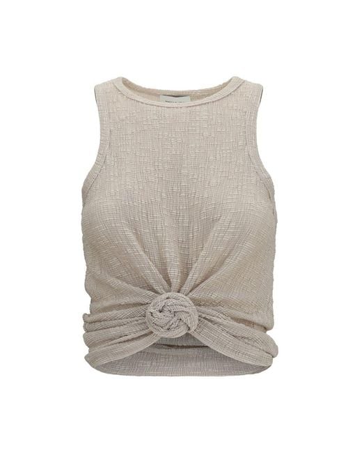 Magda Butrym Gray Lyocell Sleeveles T-Shirt