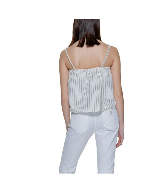 Vero Moda Blue Beige Organic Cotton Tank Tops