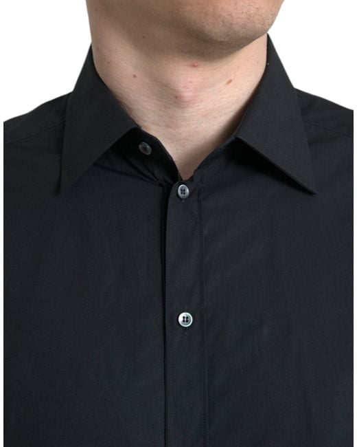 Dolce & Gabbana Black Cotton Formal Dress Shirt for men