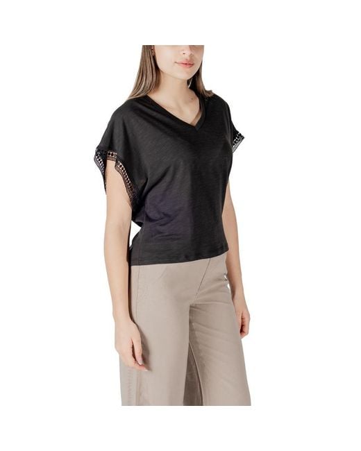 Ichi Black Cotton T-Shirt