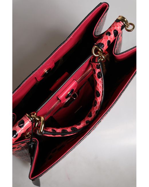 Dolce & Gabbana Red Pink Exotic Leather Top Handle Tote Crossbody Bag for men