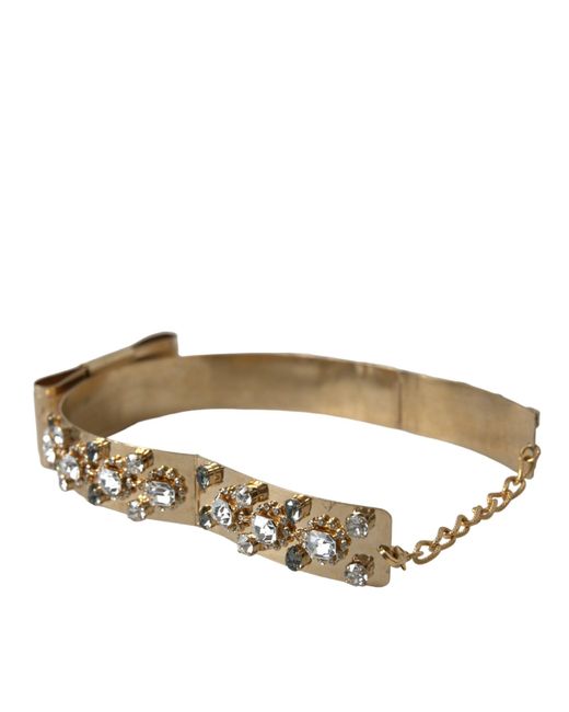 Dolce & Gabbana Natural Gold Tone Brass Crystal Embellished Belt