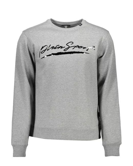 Philipp Plein Gray Cotton Sweater for men