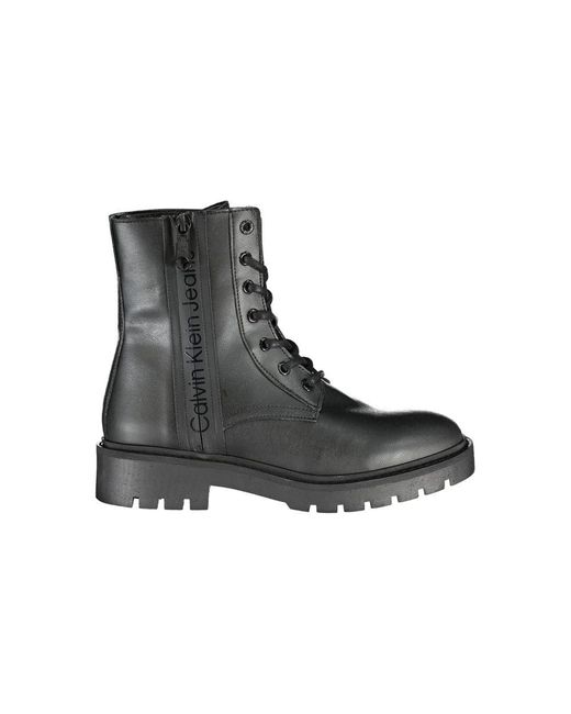 Calvin Klein Black Chic Ankle Boot With Laces And Zip Detail