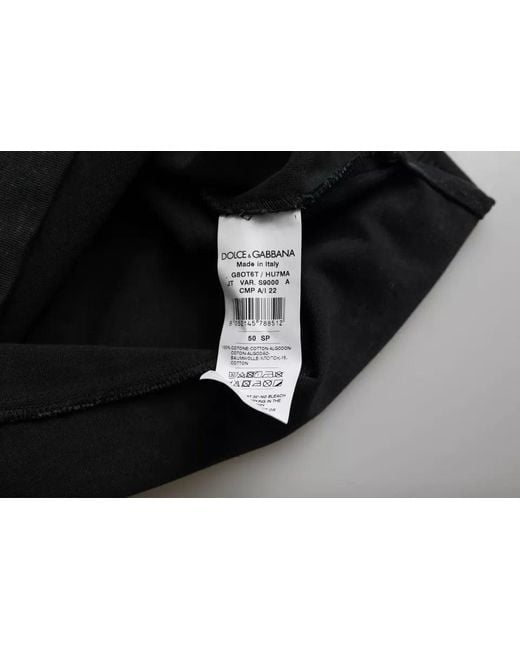 Dolce & Gabbana Black Graphic Print Cotton Crew Neck T-Shirt for men