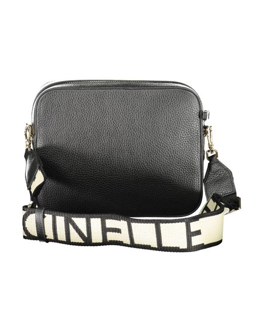 Coccinelle Black Elegant Leather Shoulder Bag With Contrasting Details