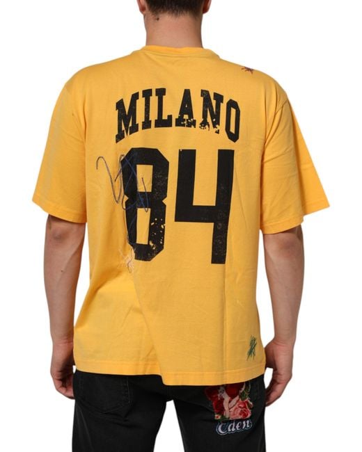 Dolce & Gabbana Yellow Secret Graden Floral Cotton Crewneck T-Shirt for men
