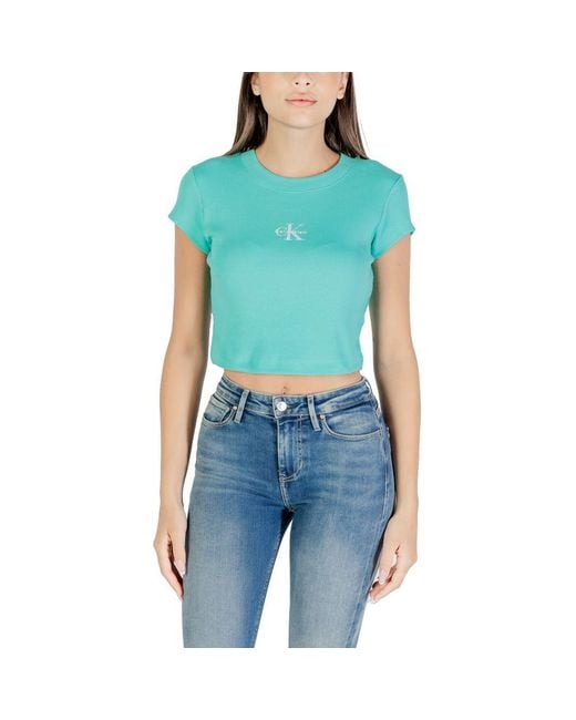 Calvin Klein Blue Turquoise Cotton T