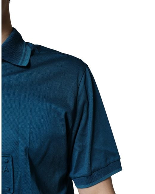 Dolce & Gabbana Blue Embroidered Logo Polo Shirt for men