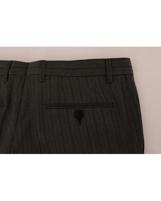 Dolce & Gabbana Black Wool Striped Formal Pants for men