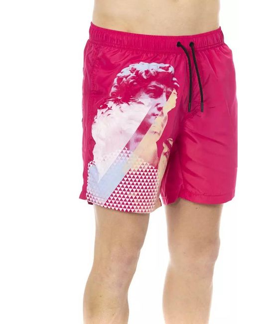 Bikkembergs Pink Fuchsia Swim Shorts With Side Print Detail for men