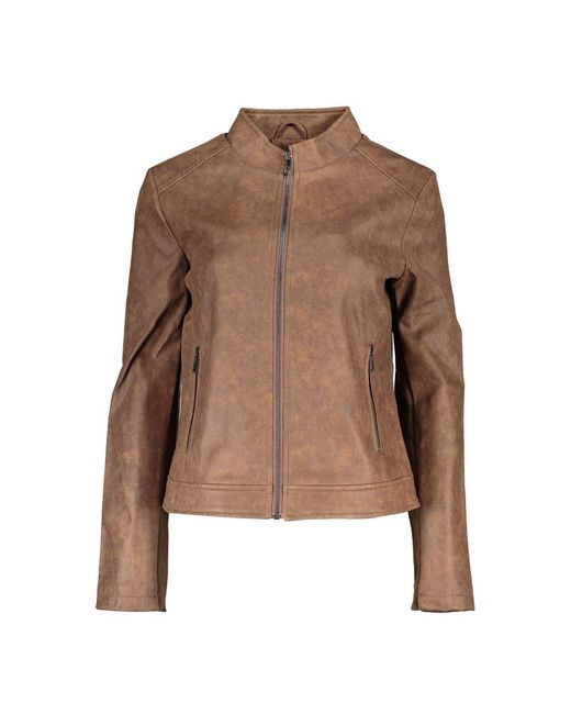 Desigual Brown Chic Sports Jacket With Long Sleeves