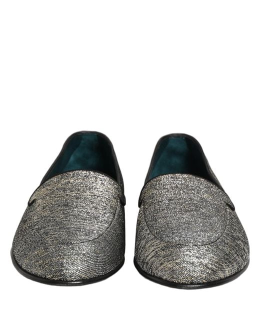 Dolce & Gabbana Gray Lurex Glitter Men Dress Loafers Shoes for men