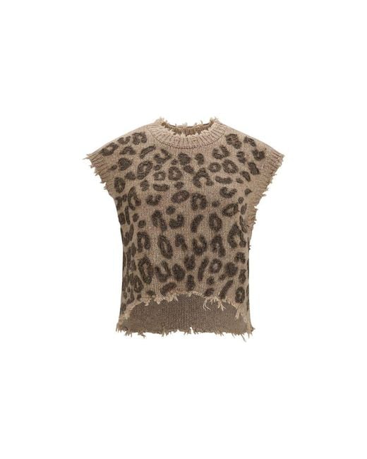 R13 Brown Beige Cashmere Sleeveles Sweater