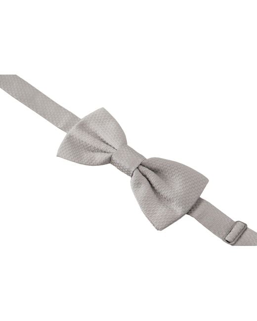 Dolce & Gabbana Gray 100% Silk Adjustable Neck Papillon Tie for men