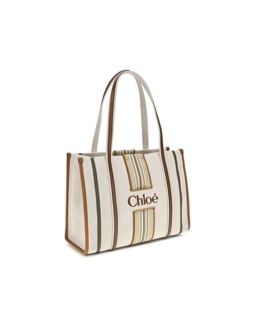 Chloé White Beige Cotton Shoulder Bag