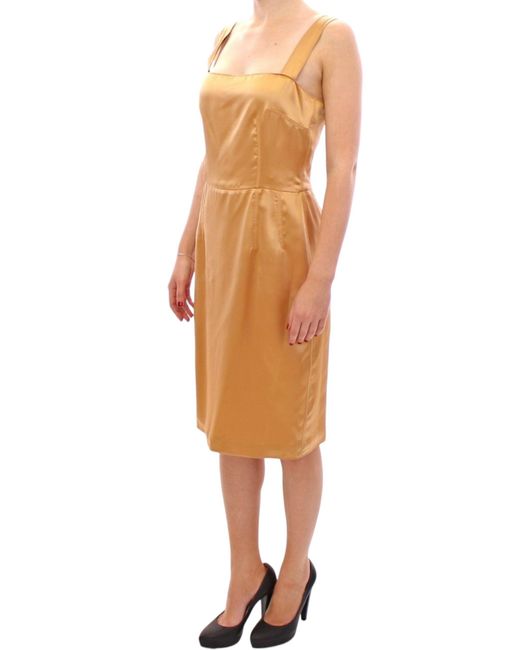 Dolce & Gabbana Multicolor Dolce Gabbana Bronze Silk Sheath Dress