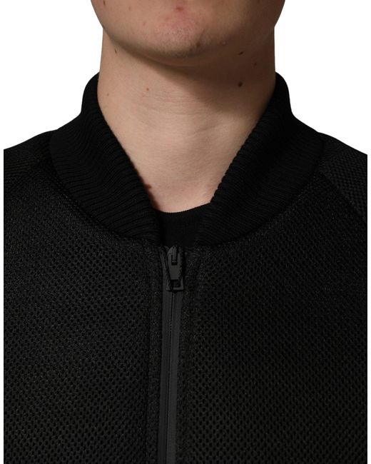 Dolce & Gabbana Black Nylon Full Zip Bomber Jacket Clothing for men