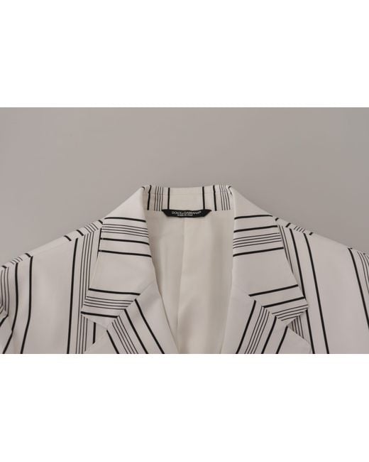 Dolce & Gabbana Gray Stripes Cotton Single Breasted Blazer for men