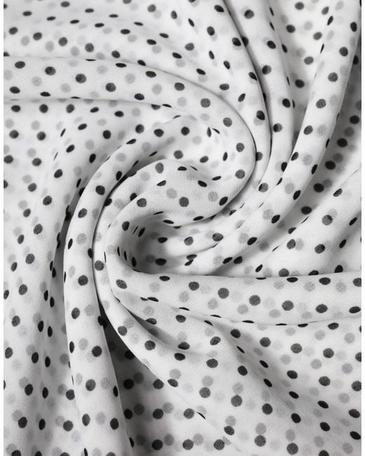 Dolce & Gabbana Gray Polka Dots Polyester Wrap Shawl Scarf