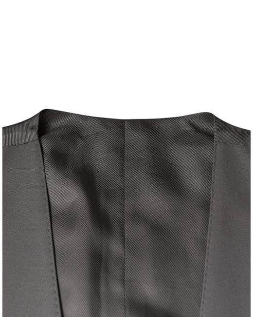 Dolce & Gabbana Gray Light Wool Formal Dress Waistcoat Vest for men