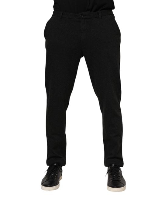 Dolce & Gabbana Black Dark Gray Viscose Dress Men Pants for men
