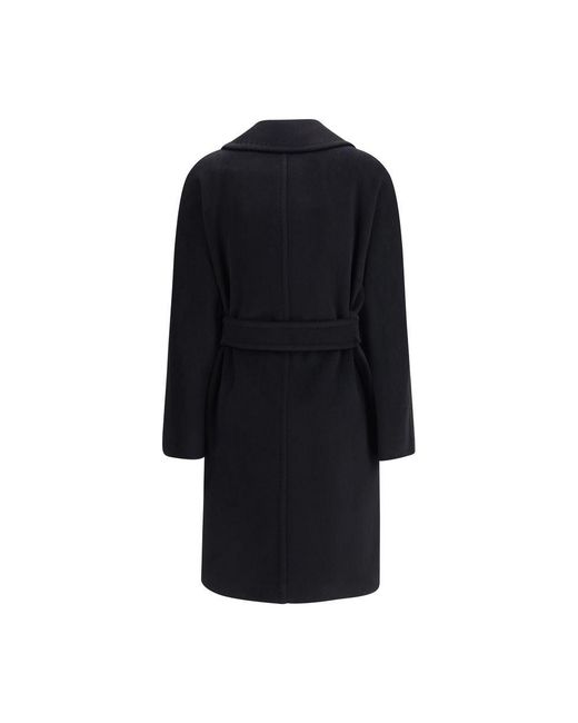 Max Mara Black Fleece Wool Coat