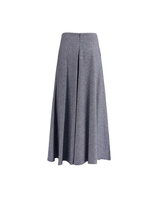 Sara Roka Gray Blue Cotton Midi Skirt