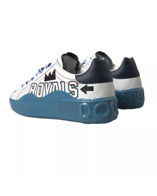 Dolce & Gabbana Blue White Printed Portofino Melt Sneakers Shoes for men